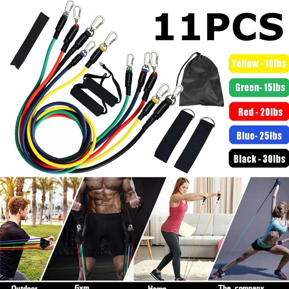Resistance Gym Band Set – 11 Pieces | Elastic Fitness Workout Bands - Image 2