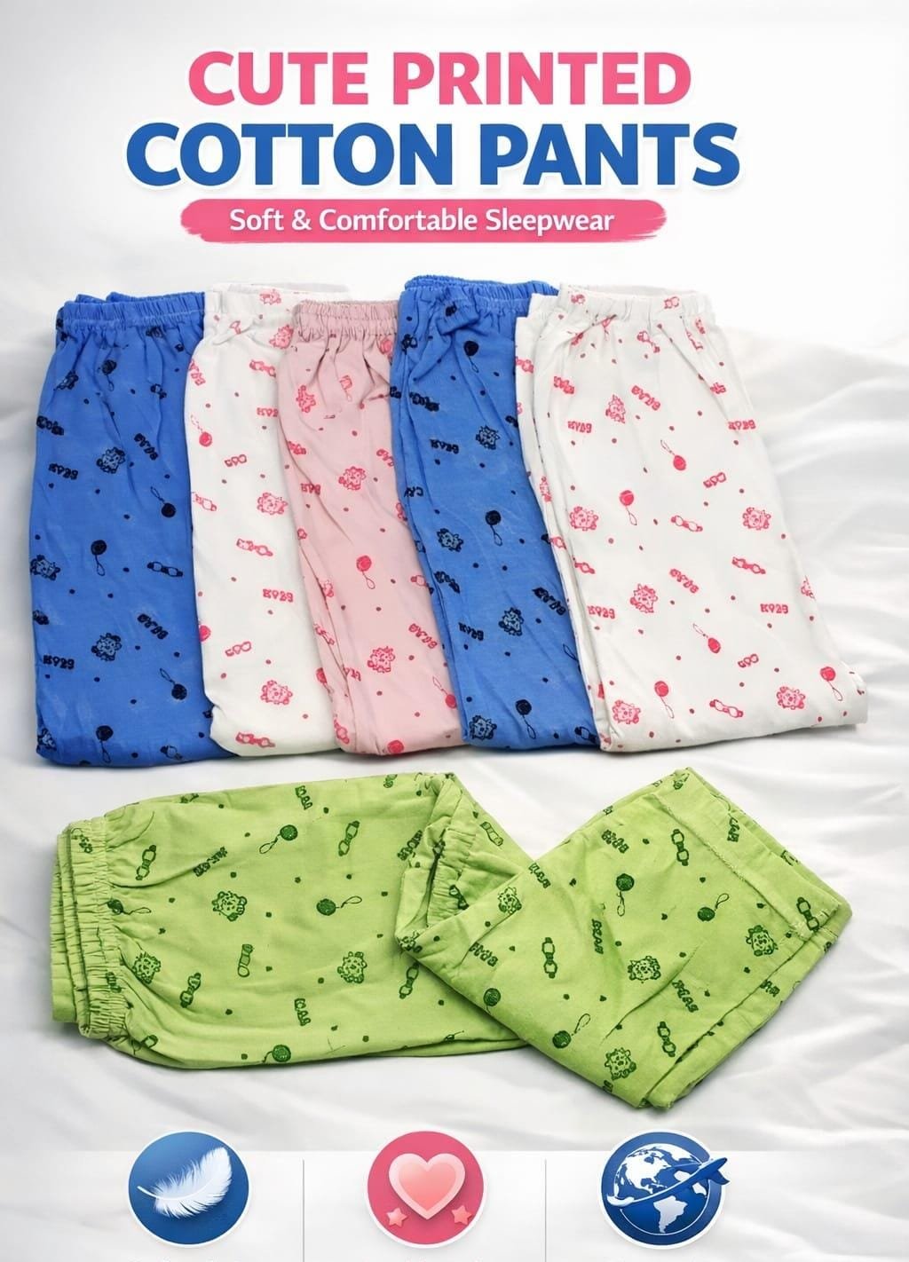 Cute Printed Cotton Pants – Pack of 12 | Soft & Comfortable Sleepwear