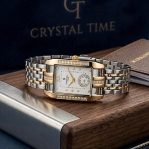 Crystal Time: Premium Two-Tone Luxury Watch for Women | Elegant & Stylish