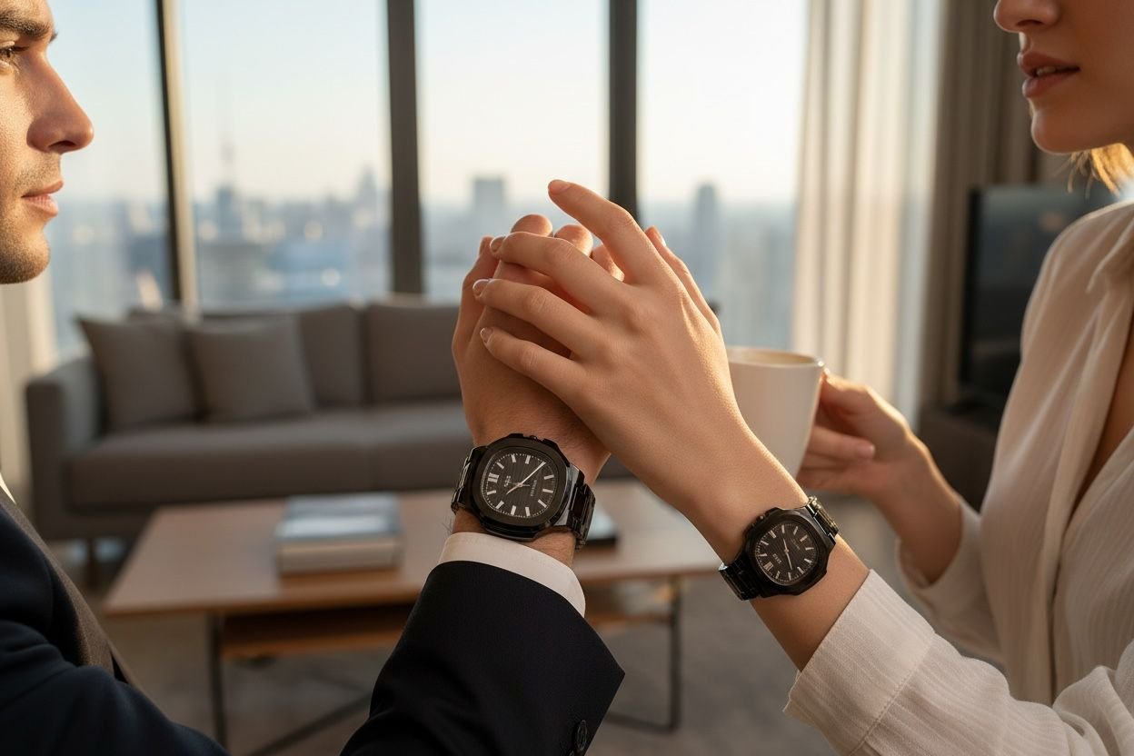 TOMI Couple Watch Brass Chain – Stylish Matching Watches for Him & Her - Image 2