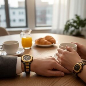 TOMI Couple Watch Brass Chain – Stylish Matching Watches for Him & Her